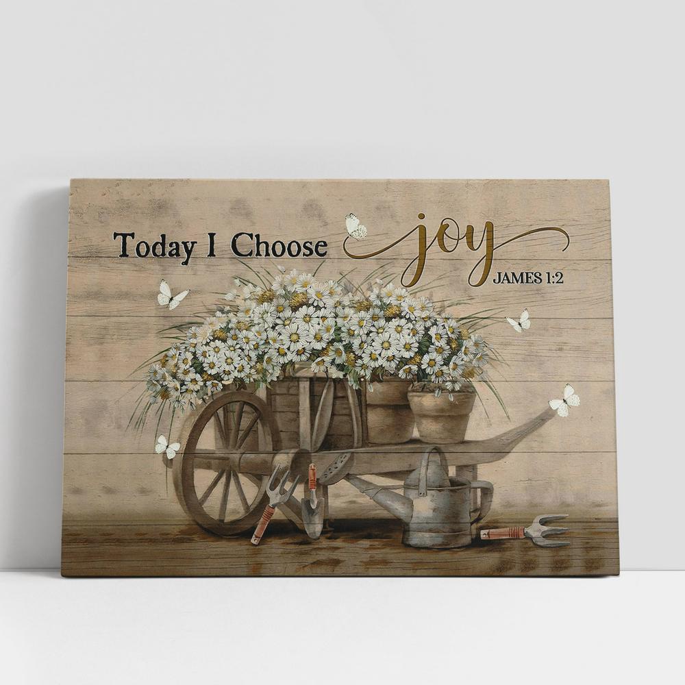 Christian Canvas Wall Art, Daisy Flower Today I Choose Joy Canvas Prints, Religious Canvas Art