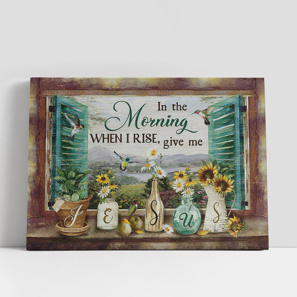 Christian Canvas Wall Art, Daisy Hummingbird In The Morning When I Rise Give Me Jesus Canvas Wall Art