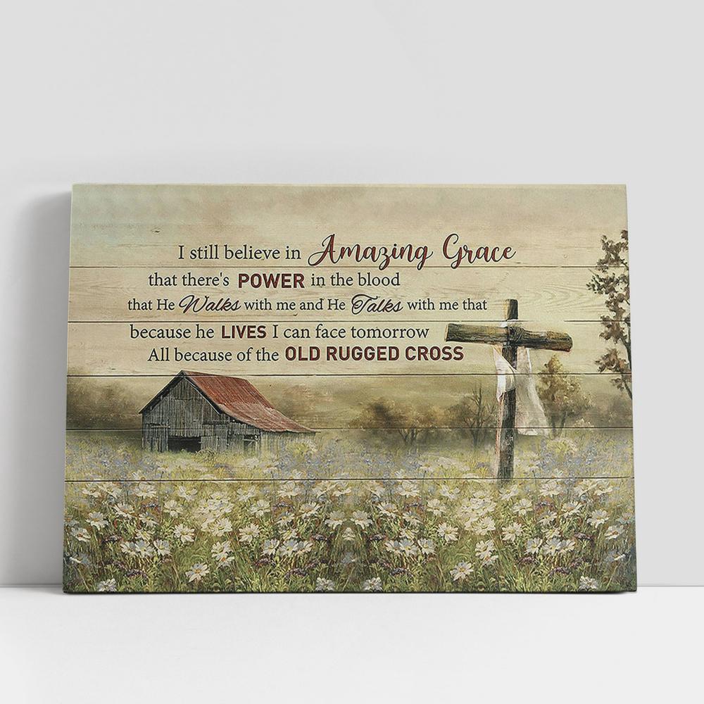 Christian Canvas Wall Art, Daisy field I still believe in Grace Canvas Wall Art