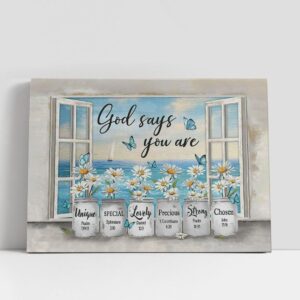 Christian Canvas Wall Art, Daisy flower God…