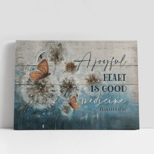 Christian Canvas Wall Art, Dandelion Butterfly A…