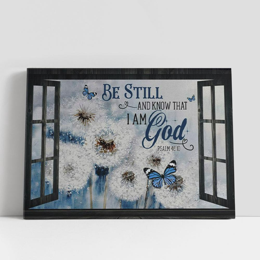 Christian Canvas Wall Art, Dandelion Butterfly Be Still And Know Canvas Wall Art Print