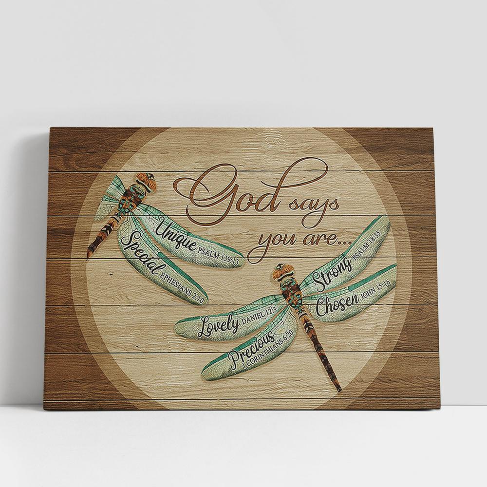 Christian Canvas Wall Art, Dragonfly God says you are Canvas Wall Art