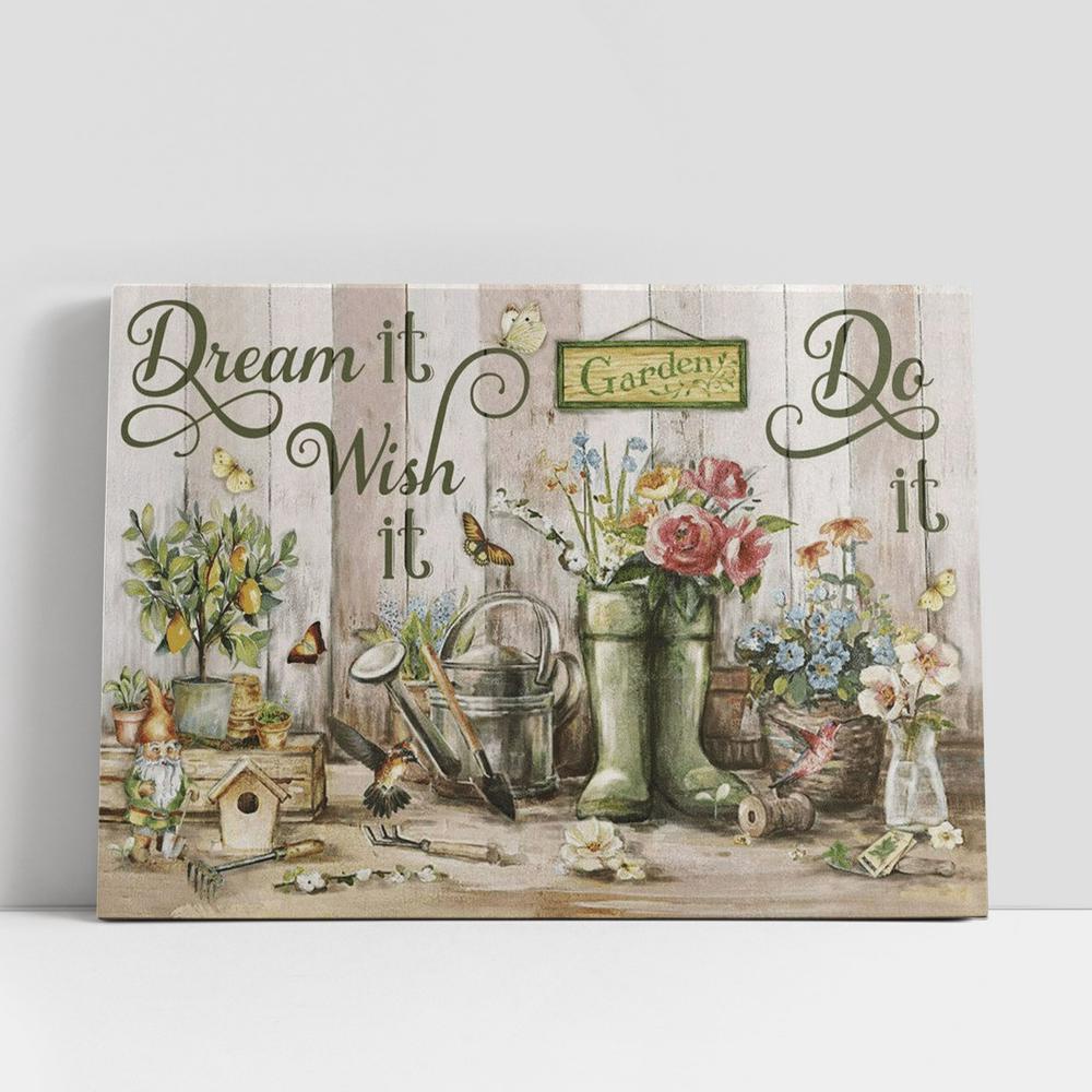 Christian Canvas Wall Art, Dream It Wish It Do It Flower Canvas Poster