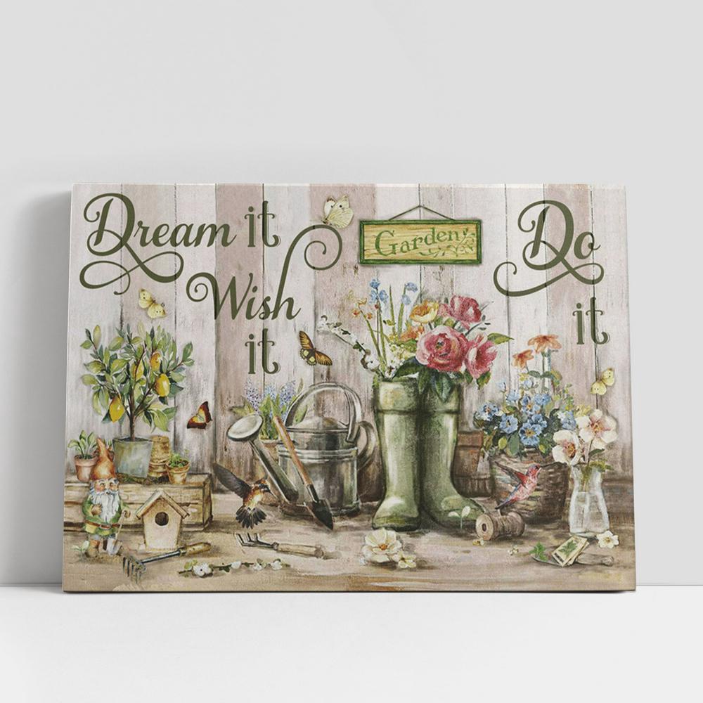 Christian Canvas Wall Art, Dream It Wish It Do It Flower Large Canvas Art