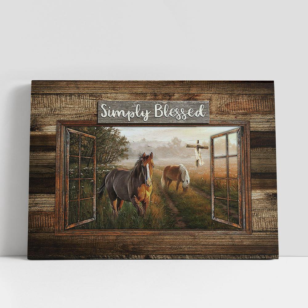 Christian Canvas Wall Art, Dream horses Simply blessed Canvas Wall Art