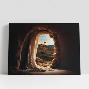 Christian Canvas Wall Art, Empty Tomb Cross…