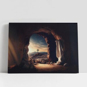 Christian Canvas Wall Art, Empty Tomb Cross…