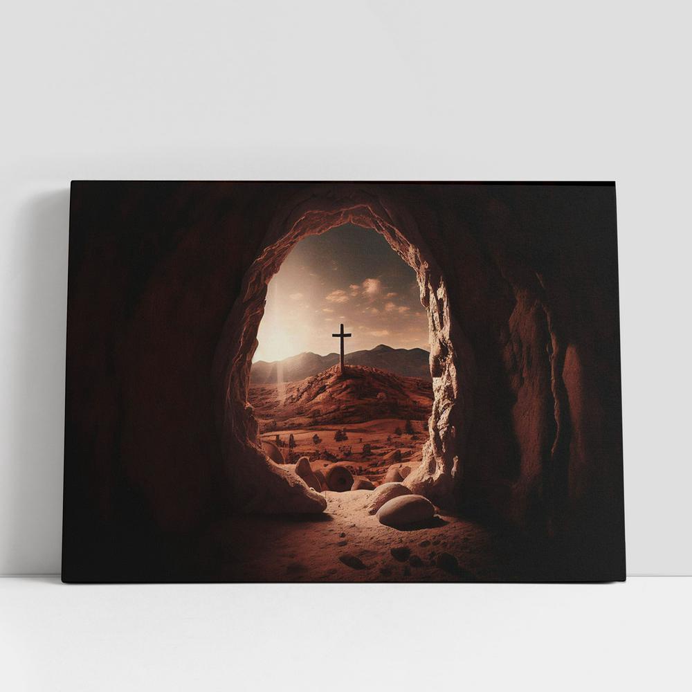 Christian Canvas Wall Art, Empty Tomb Easter Jesus Christ Canvas Pictures, Faith Art Decor
