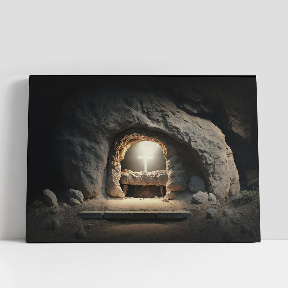 Christian Canvas Wall Art, Empty Tomb Resurrection Canvas Pictures, Faith Art Decor
