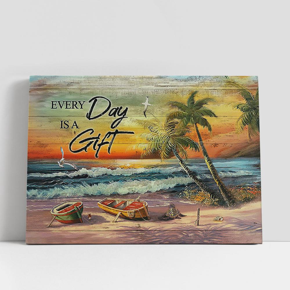 Christian Canvas Wall Art, Everyday is a gift Brilliant beach Seagull Canvas Wall Art