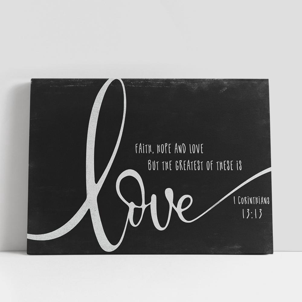 Christian Canvas Wall Art, Faith Hope And Love Rustic Farmhouse Canvas Print, Inspirational Canvas Art