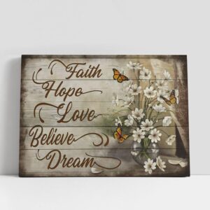 Christian Canvas Wall Art, Faith Hope Love…