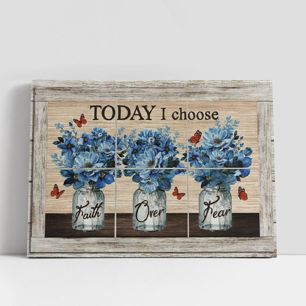 Christian Canvas Wall Art, Faith Over Fear Canvas Wall Art, Butterfly Floral