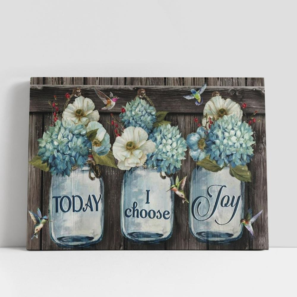 Christian Canvas Wall Art, Flower Artwork, White Camellia, Colorful Hummingbird, Today I Choose Joy Canvas Poster