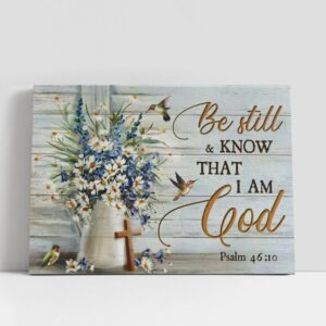 Christian Canvas Wall Art, Flower Painting, Hummingbird,…