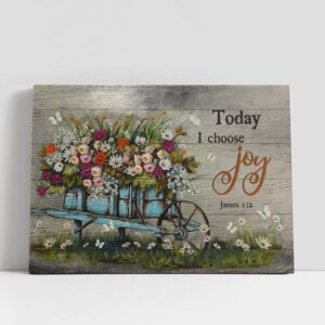Christian Canvas Wall Art, Flower Wooden Cart…