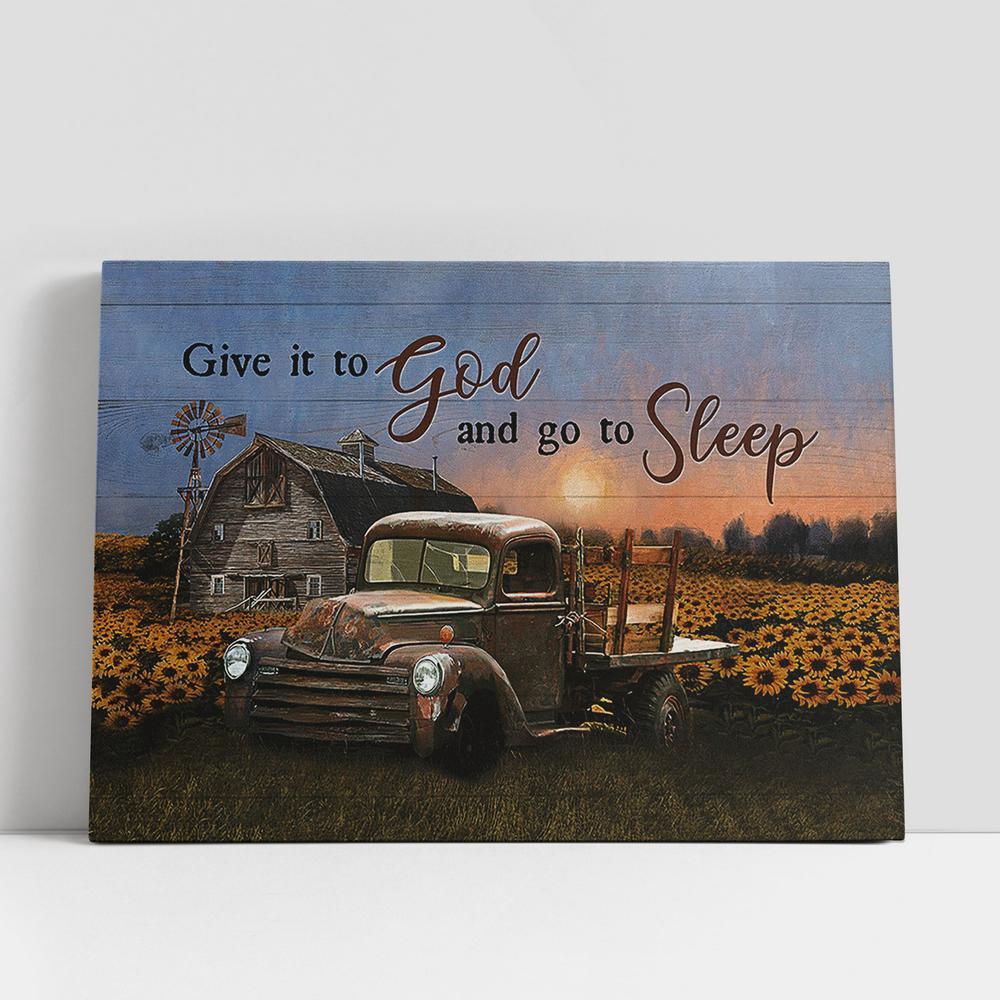 Christian Canvas Wall Art, Give It To God And Go To Sleep Sunflower Field Canvas Prints, Religious Canvas Art Christian Canvas Wall Art, Give It To God And Go To Sleep Sunflower Field Canvas Prints, Religious Canvas Art