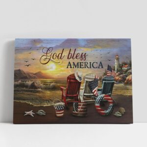 Christian Canvas Wall Art, God Bless America…