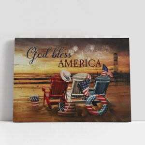 Christian Canvas Wall Art, God Bless America…