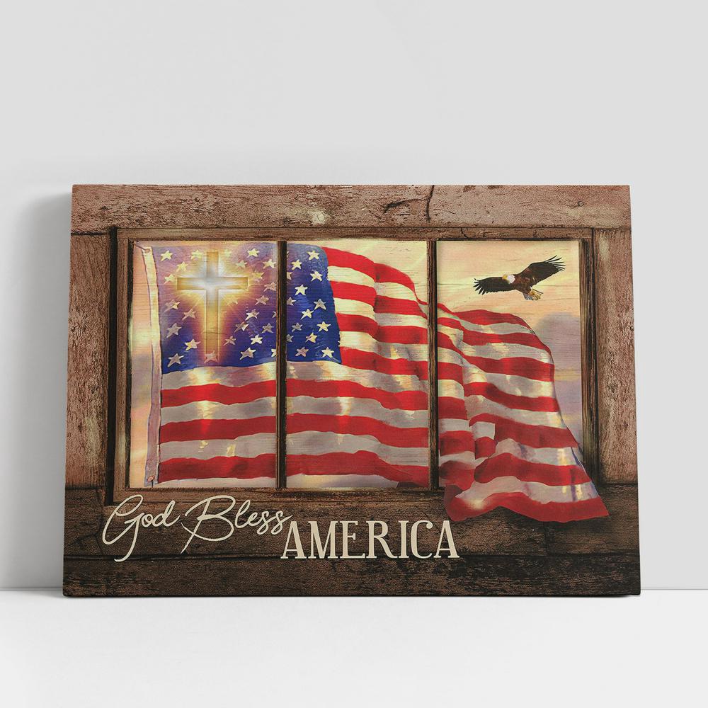Christian Canvas Wall Art, God Bless America Us Flag Cross Canvas Prints, Religious Canvas Art Christian Canvas Wall Art, God Bless America Us Flag Cross Canvas Prints, Religious Canvas Art