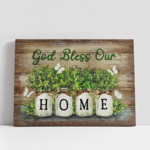 Christian Canvas Wall Art, God Bless Our…