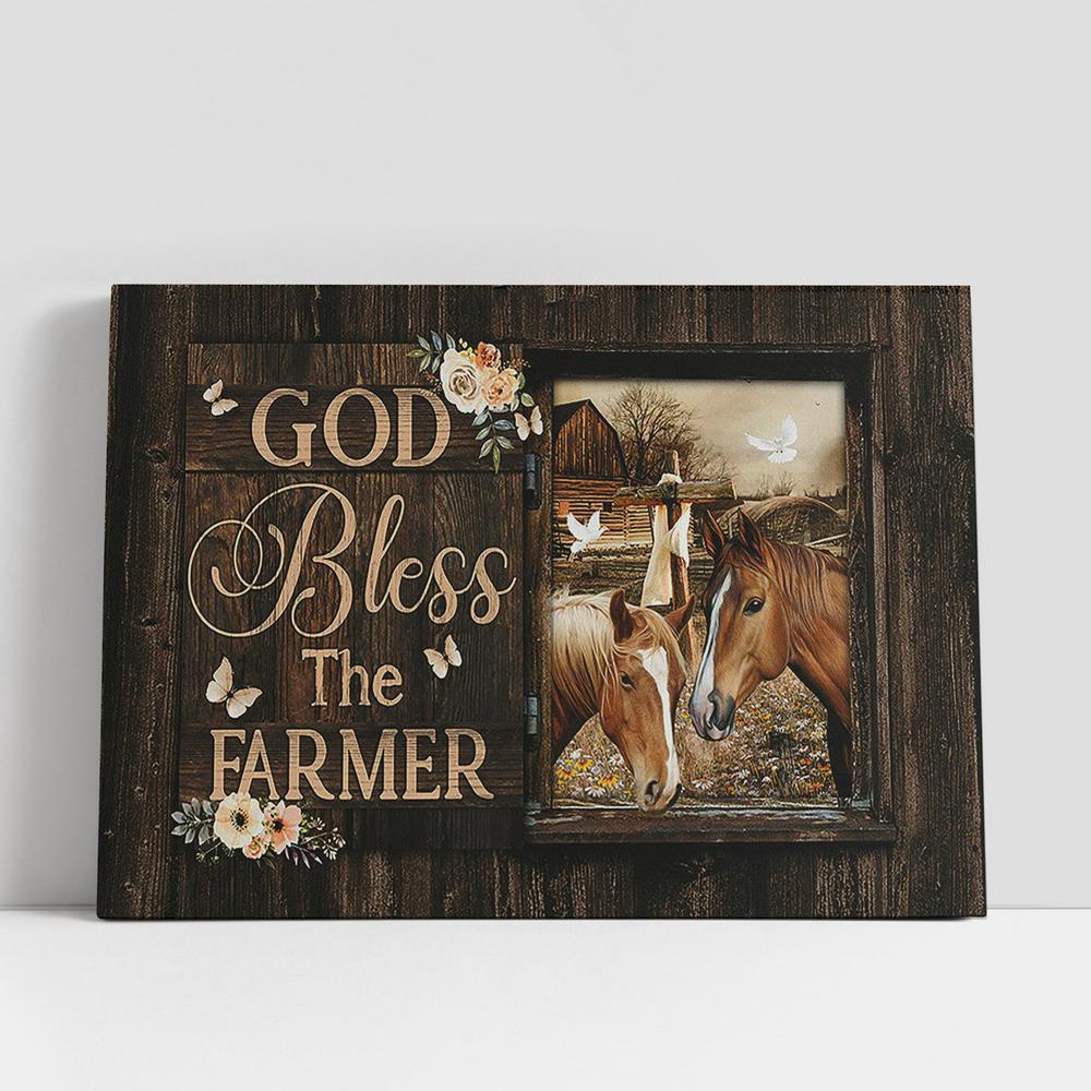 Christian Canvas Wall Art, God Bless The Farmer Horse Flower White Dove Wall Art Canvas, Gifts For Horse Lovers Christian Canvas Wall Art, God Bless The Farmer Horse Flower White Dove Wall Art Canvas, Gifts For Horse Lovers