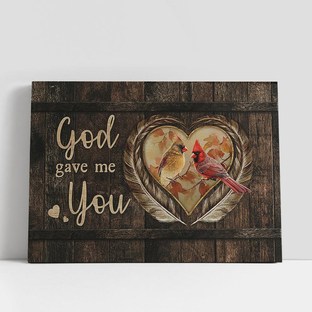 Christian Canvas Wall Art, God Gave Me You Sweet Heart Cardinal Large Canvas Art Christian Canvas Wall Art, God Gave Me You Sweet Heart Cardinal Large Canvas Art