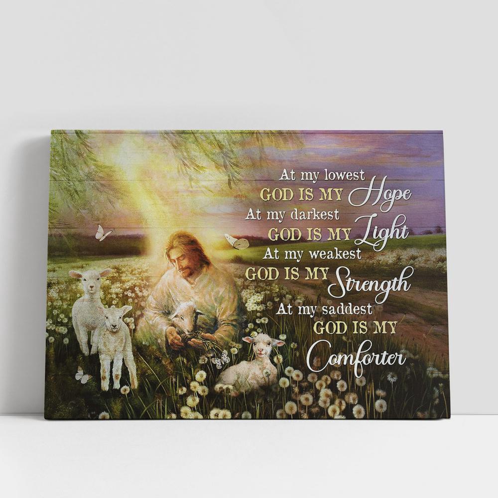 Christian Canvas Wall Art, God Is My Hope Canvas, Jesus White Lamb Dandelion Field Canvas Prints, Religious Canvas Art Christian Canvas Wall Art, God Is My Hope Canvas, Jesus White Lamb Dandelion Field Canvas Prints, Religious Canvas Art