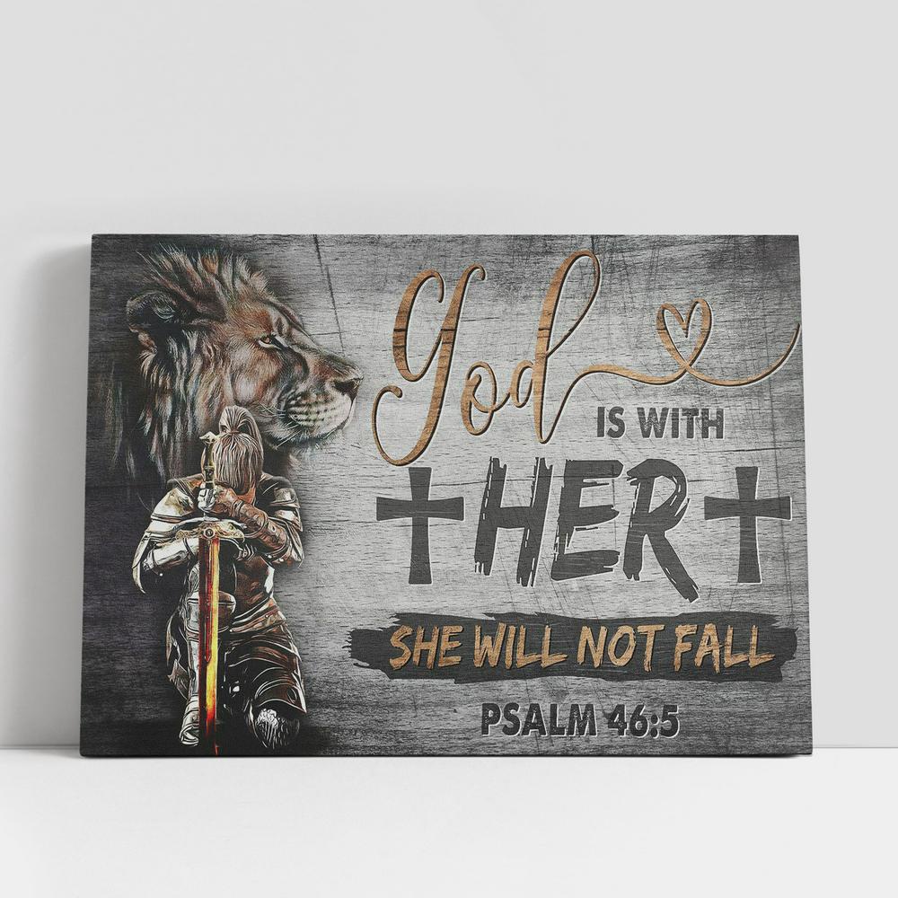 Christian Canvas Wall Art, God Is With Her Canvas, Woman Warrior And Lion Of Judah Canvas Art Christian Canvas Wall Art, God Is With Her Canvas, Woman Warrior And Lion Of Judah Canvas Art