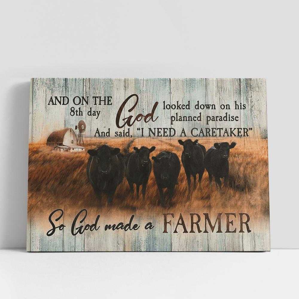 Christian Canvas Wall Art, God Looked Down On His Planned Paradise Aberdeen Angus Tranquil Farm Canvas Wall Art Christian Canvas Wall Art, God Looked Down On His Planned Paradise Aberdeen Angus Tranquil Farm Canvas Wall Art