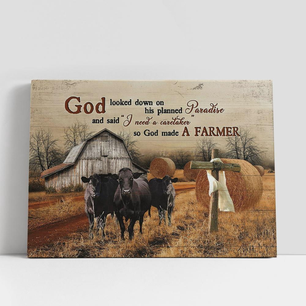Christian Canvas Wall Art, God Looked Down On His Planned Paradise Black Cow Wall Art Canvas Christian Canvas Wall Art, God Looked Down On His Planned Paradise Black Cow Wall Art Canvas