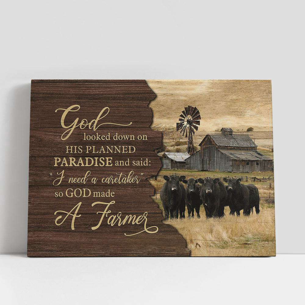 Christian Canvas Wall Art, God Looked Down On His Planned Paradise Special Aberdeen Angus Old Barn Custom Canvas Wall Art Christian Canvas Wall Art, God Looked Down On His Planned Paradise Special Aberdeen Angus Old Barn Custom Canvas Wall Art