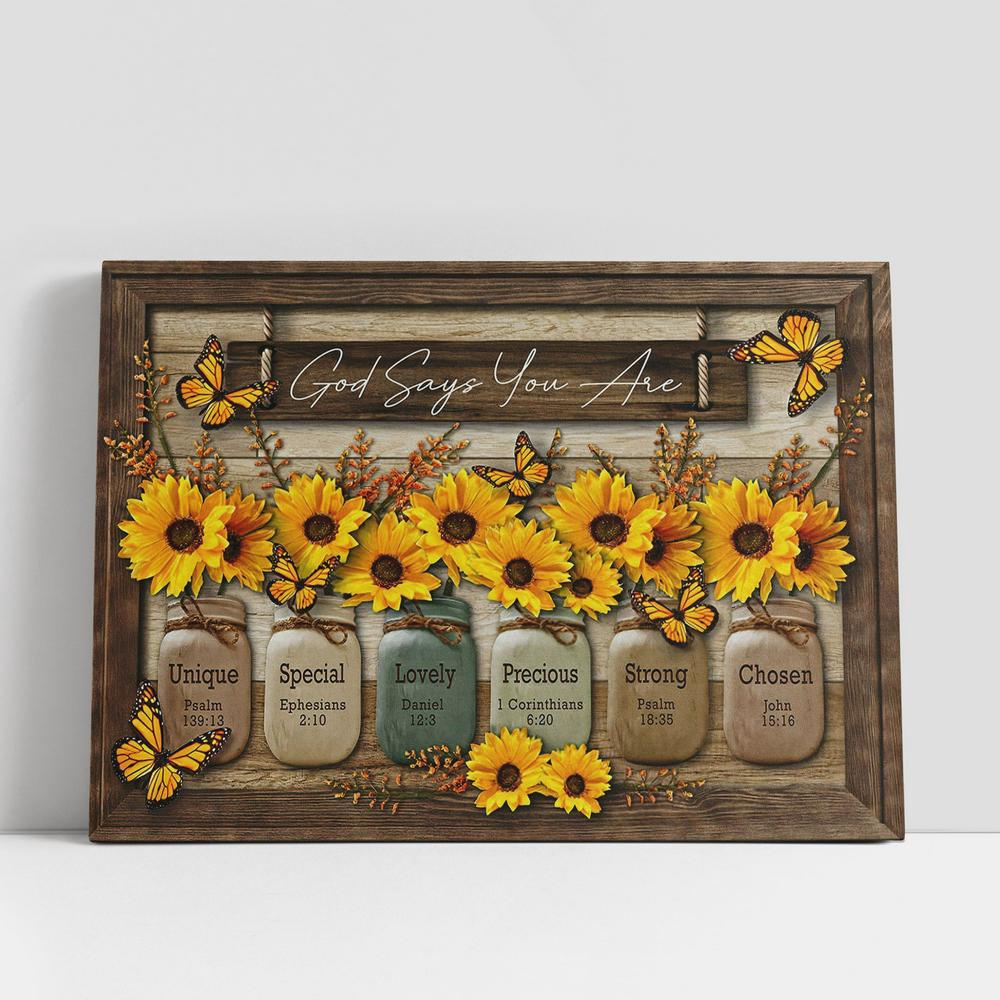 Christian Canvas Wall Art, God Say You Are Sunflower Canvas Wall Art, Scripture Canvas Prints Christian Canvas Wall Art, God Say You Are Sunflower Canvas Wall Art, Scripture Canvas Prints