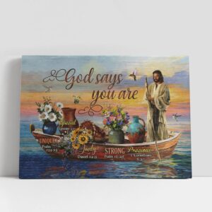 Christian Canvas Wall Art, God Says You…