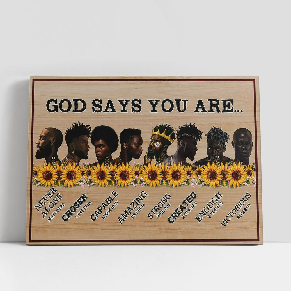 Christian Canvas Wall Art, God Says You Are Canvas Wall Art, African American Black Men, Scripture Canvas Prints Christian Canvas Wall Art, God Says You Are Canvas Wall Art, African American Black Men, Scripture Canvas Prints