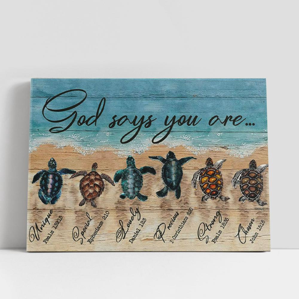 Christian Canvas Wall Art, God Says You Are Canvas Wall Art, Sea Turtles Christian Gifts Canvas Print Christian Canvas Wall Art, God Says You Are Canvas Wall Art, Sea Turtles Christian Gifts Canvas Print