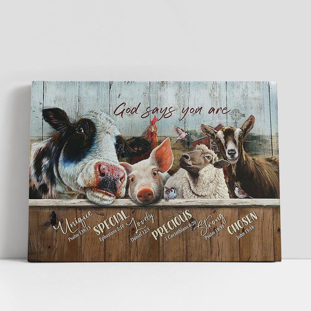 Christian Canvas Wall Art, God Says You Are Dairy Cow Animal Rooster Canvas Wall Art Christian Canvas Wall Art, God Says You Are Dairy Cow Animal Rooster Canvas Wall Art