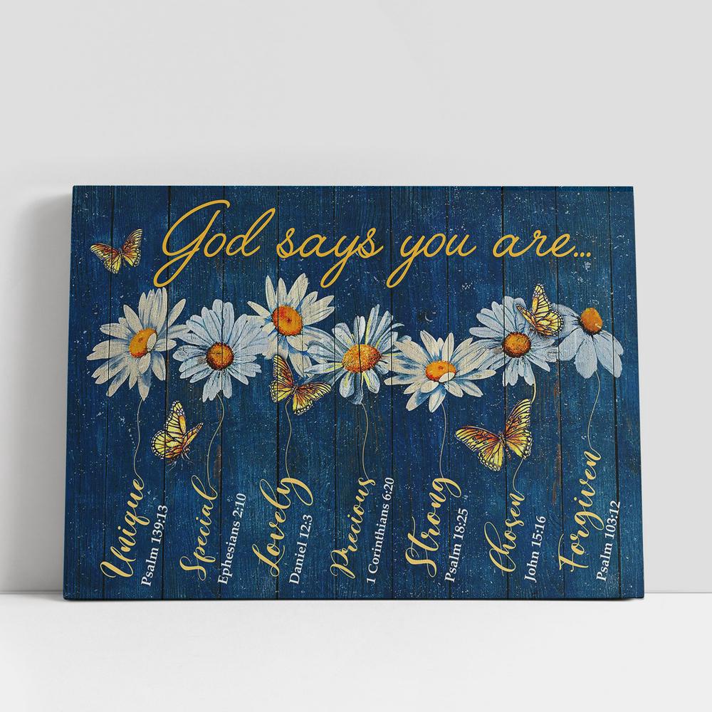 Christian Canvas Wall Art, God Says You Are Daisy Canvas Wal Art, Scripture Canvas Prints Christian Canvas Wall Art, God Says You Are Daisy Canvas Wal Art, Scripture Canvas Prints