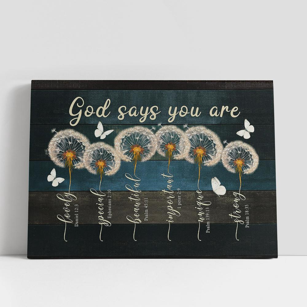Christian Canvas Wall Art, God Says You Are Dandelion Butterfly Canvas Wall Art Christian Canvas Wall Art, God Says You Are Dandelion Butterfly Canvas Wall Art