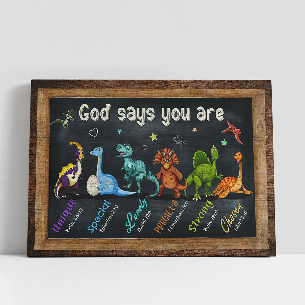 Christian Canvas Wall Art, God Says You Are Dinosaur Little Star Canvas Wall Art Christian Canvas Wall Art, God Says You Are Dinosaur Little Star Canvas Wall Art