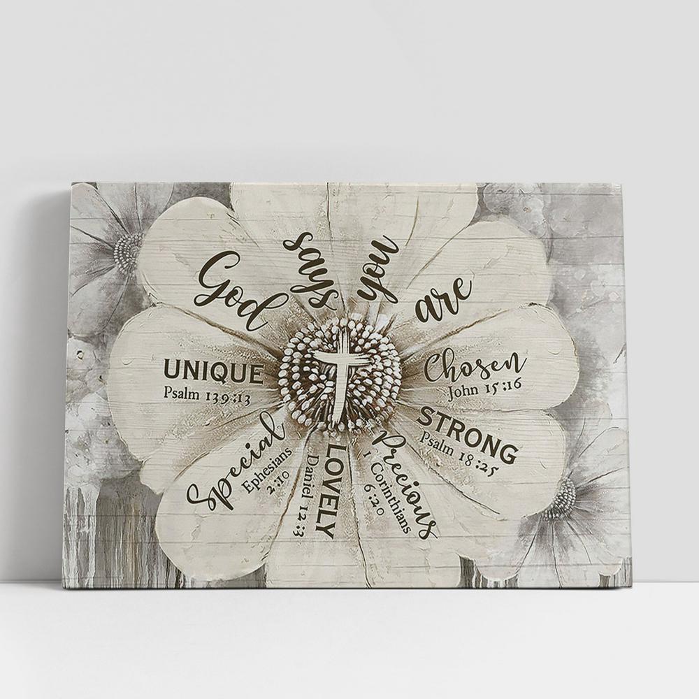 Christian Canvas Wall Art, God Says You Are Flower Vintage Canvas Wall Art Christian Canvas Wall Art, God Says You Are Flower Vintage Canvas Wall Art