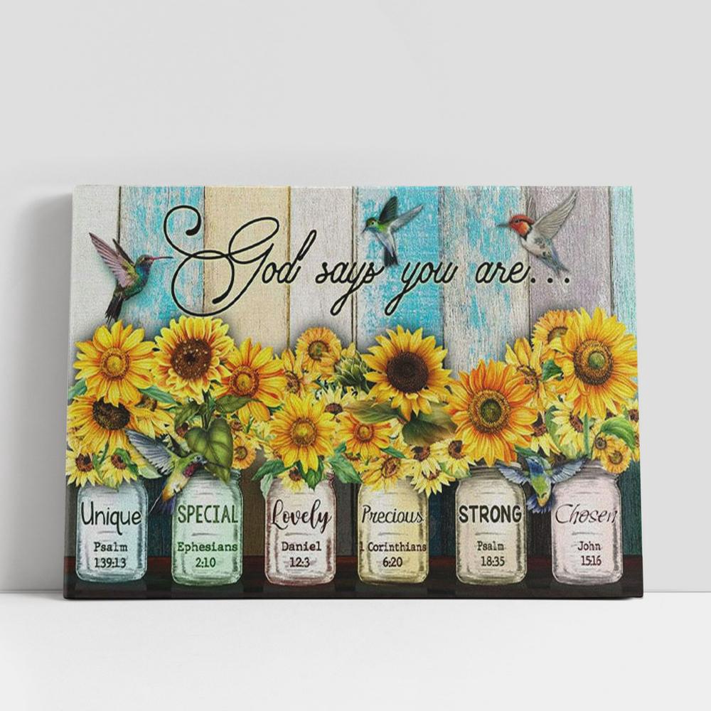 Christian Canvas Wall Art, God Says You Are Hummingbird Sunflower Christian Gifts Canvas Wall Art, Christian Canvas Art Christian Canvas Wall Art, God Says You Are Hummingbird Sunflower Christian Gifts Canvas Wall Art, Christian Canvas Art