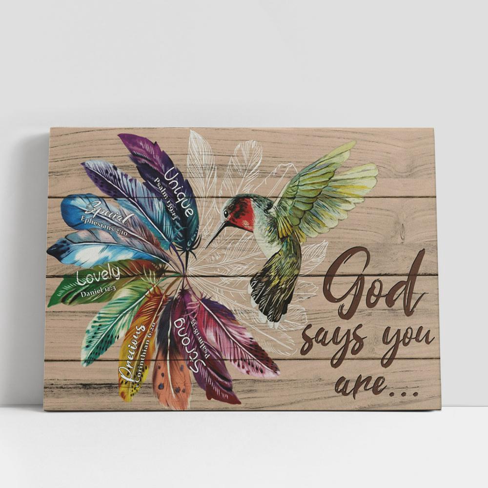 Christian Canvas Wall Art, God Says You Are Hummingbirds Large Canvas Art Christian Canvas Wall Art, God Says You Are Hummingbirds Large Canvas Art