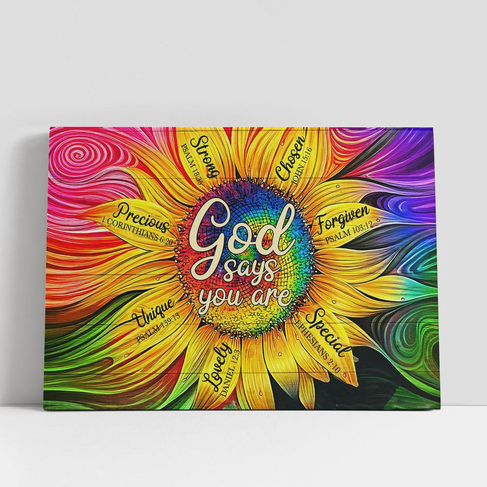 Christian Canvas Wall Art, God Says You Are Sunflower Canvas Prints, Christian Canvas Art Christian Canvas Wall Art, God Says You Are Sunflower Canvas Prints, Christian Canvas Art