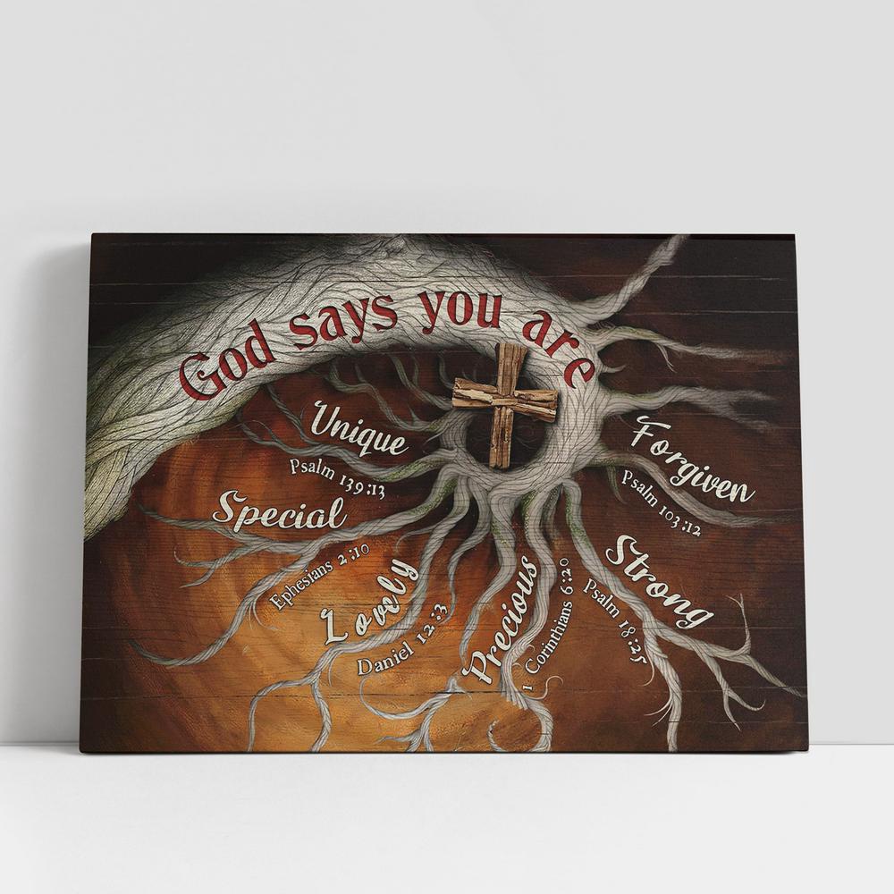 Christian Canvas Wall Art, God Says You Are Tree Roots Wooden Cross Large Canvas Art, Christian Canvas Art Christian Canvas Wall Art, God Says You Are Tree Roots Wooden Cross Large Canvas Art, Christian Canvas Art