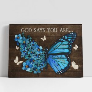 Christian Canvas Wall Art God Says You Are Unique Butterfly Blue Flower Canvas Prints Christian Canvas Art 1 kub80g.jpg