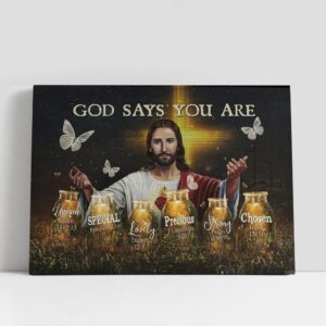 Christian Canvas Wall Art, God Says You…