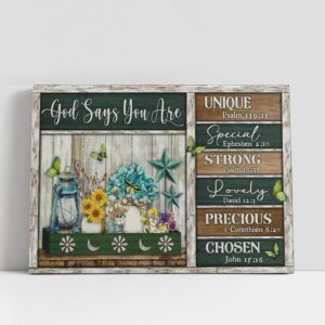 Christian Canvas Wall Art God Says You Are Unique Special Strong Lovely Precious Chosen Flower Butterfly Large Canvas Art Christian Canvas Art 1 fk52mh.jpg