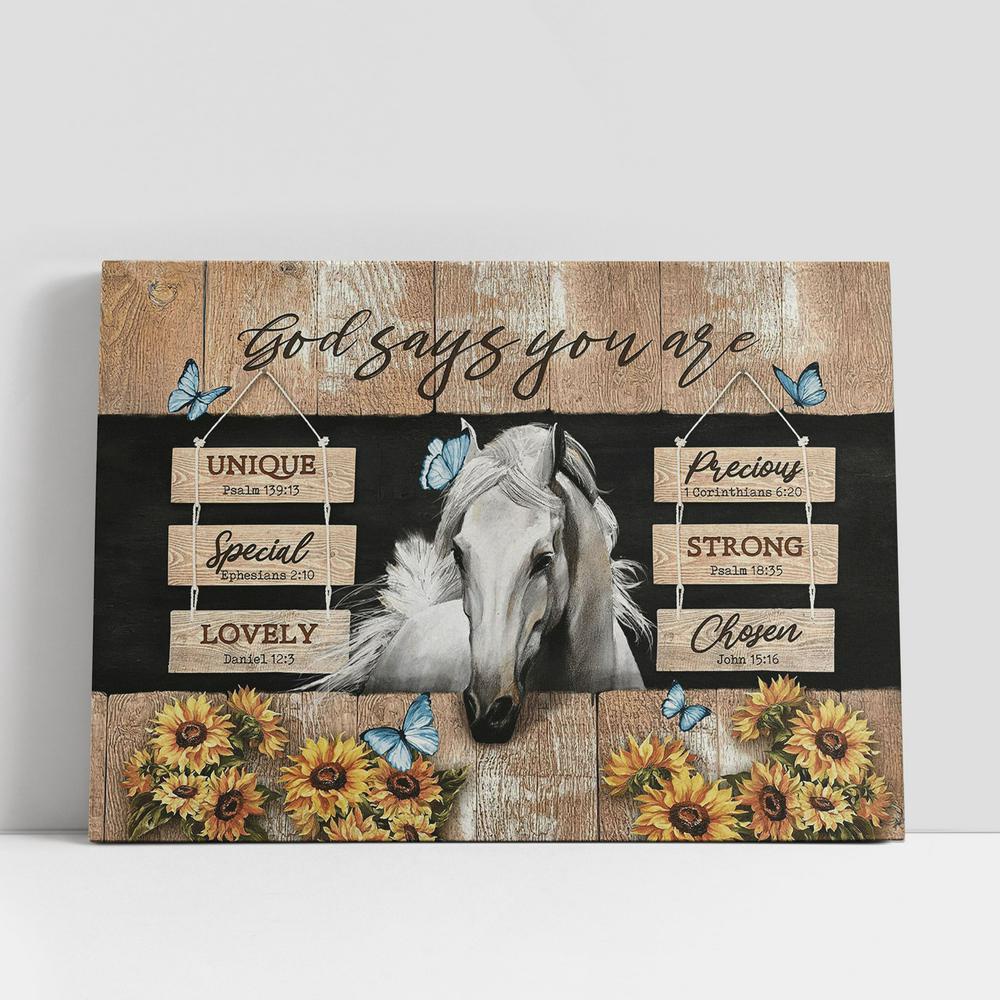 Christian Canvas Wall Art, God Says You Are White Horse Sunflower Canvas Prints, Christian Canvas Art Christian Canvas Wall Art, God Says You Are White Horse Sunflower Canvas Prints, Christian Canvas Art